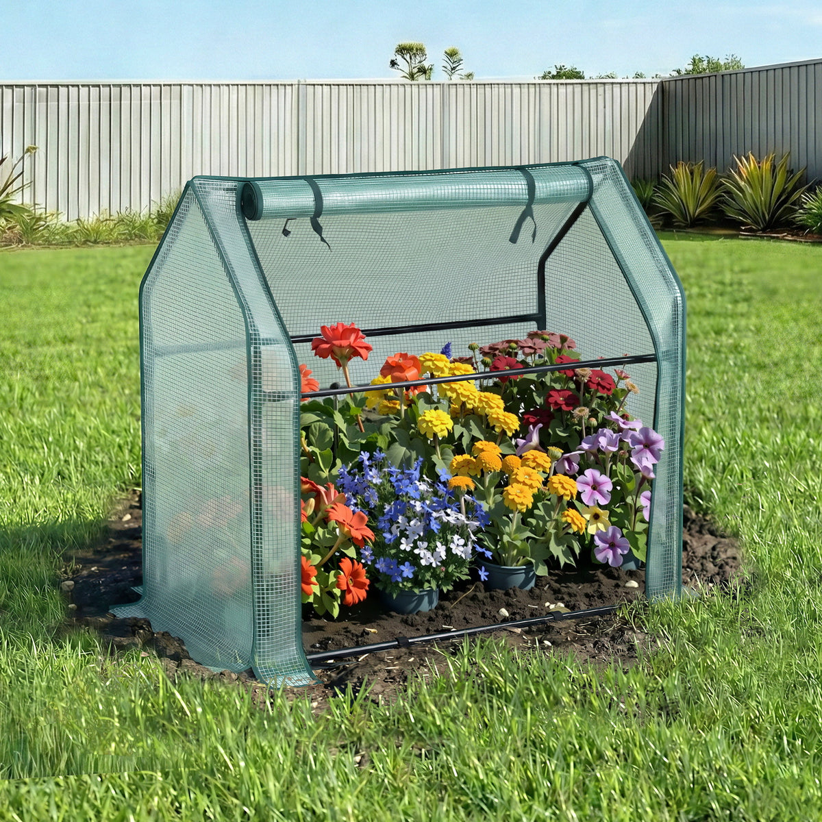 Green Fingers Mini Greenhouse 91x46x84cm Steel Frame PE Cover Outdoor Shelter