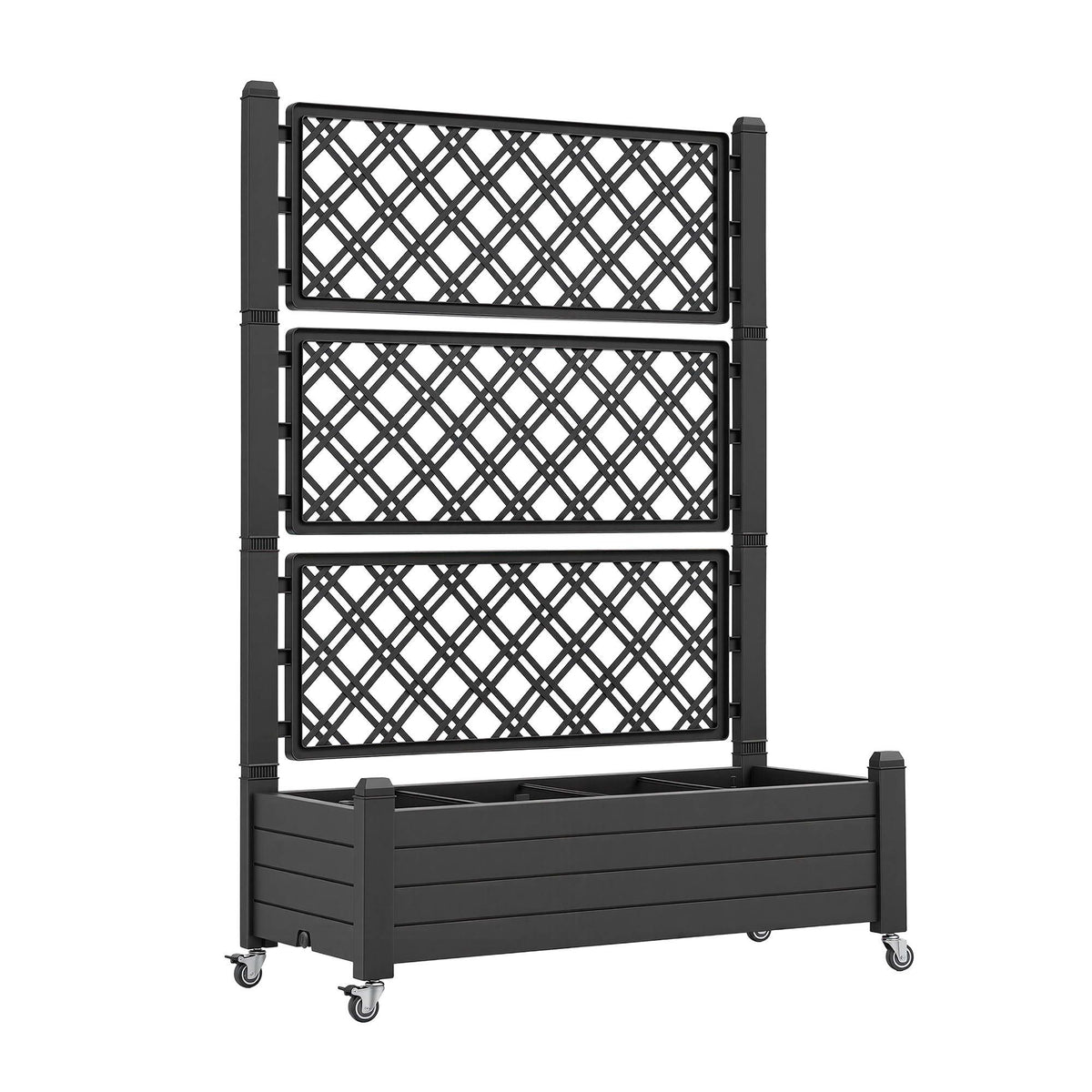 Green Fingers Mobile Planter Box with Trellis, Self Watering Garden Bed & Privacy Screen for Climbing Plants Flowers, Black