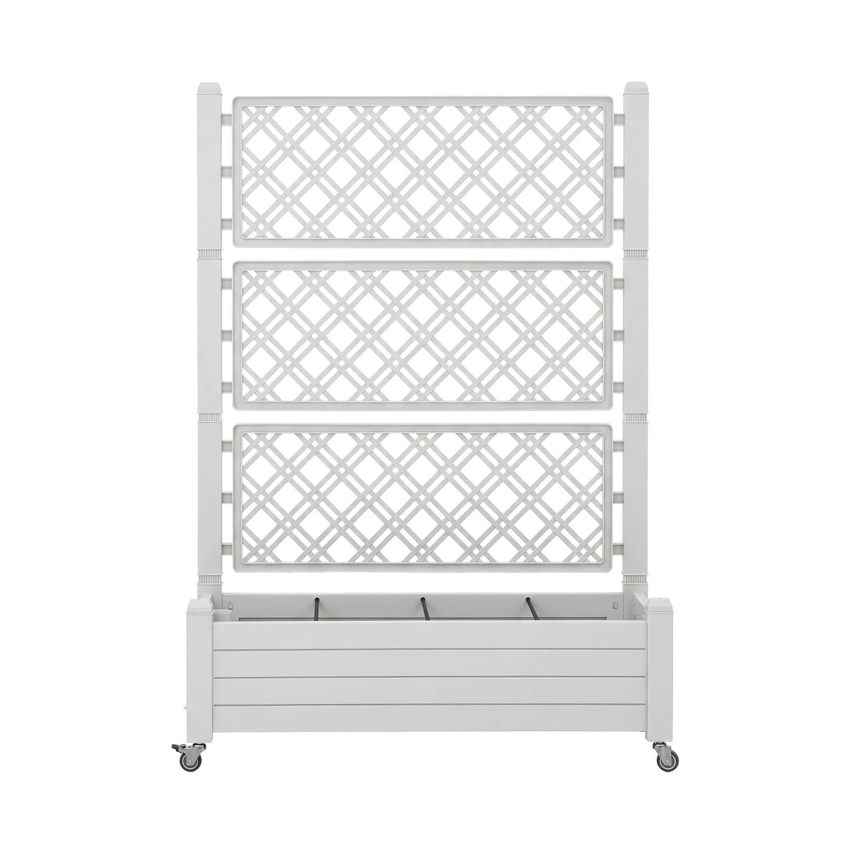 Green Fingers Mobile Planter Box with Trellis, Self Watering Garden Bed & Privacy Screen for Climbing Plants Flowers, White