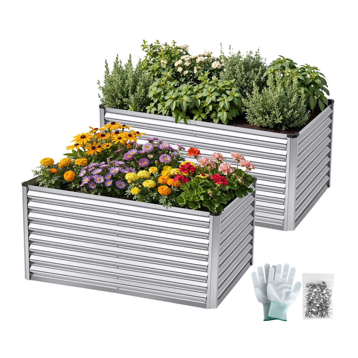 Green Fingers Raised Garden Bed 2 in 1 Modular Galvanised Planter Box Rust Resistant 240x80x60cm