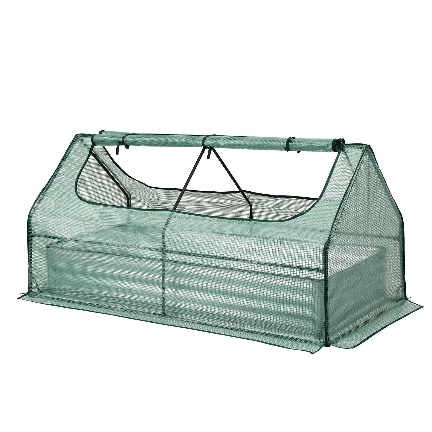 Green Fingers Raised Garden Bed with Greenhouse 3 in 1 Galvanised Planter Box Kit