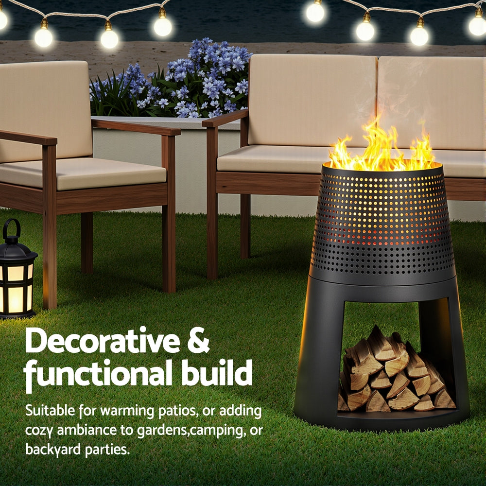 Grillz Fire Pit Deep Bowl Iron Outdoor Fireplace