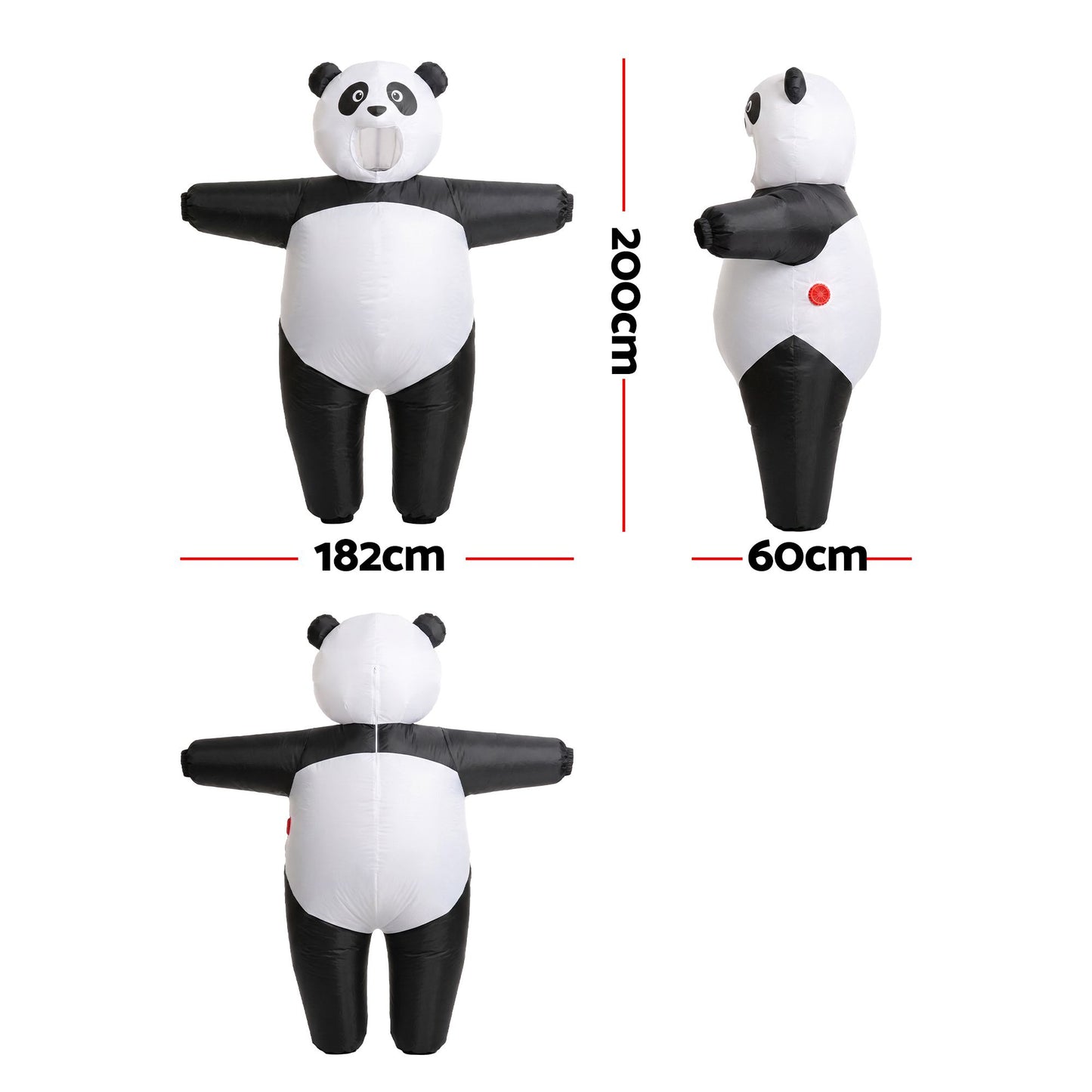 Inflatable Costume Panda Suit Fancy Dress Adult Party Outfit Black One Size