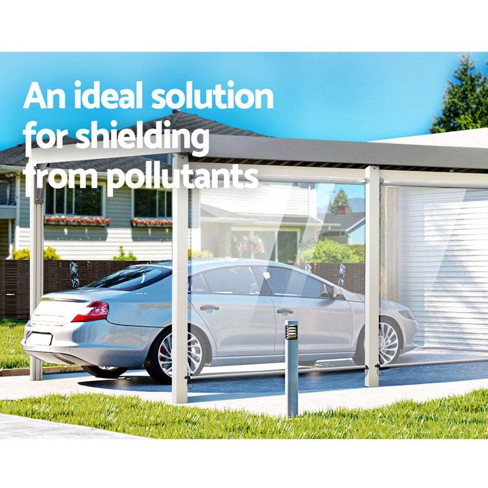 Instahut 1.2X2.4M Outdoor Blinds Clear Roll Down Awning Retractable Outdoor Blinds Water Wind Proof Transparent