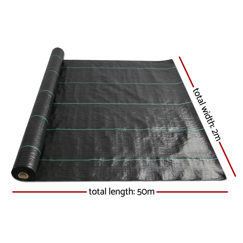 Instahut 2x50m Weed Mat 110GSM Weed Control Mat Plant