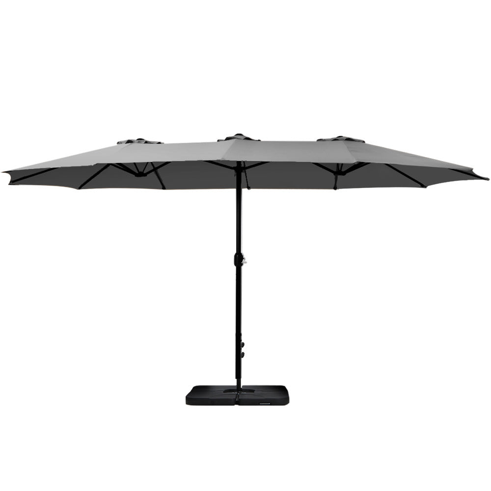 Instahut 4.57m Outdoor Umbrella w/Base Stand Beach Pole Garden Charcoal