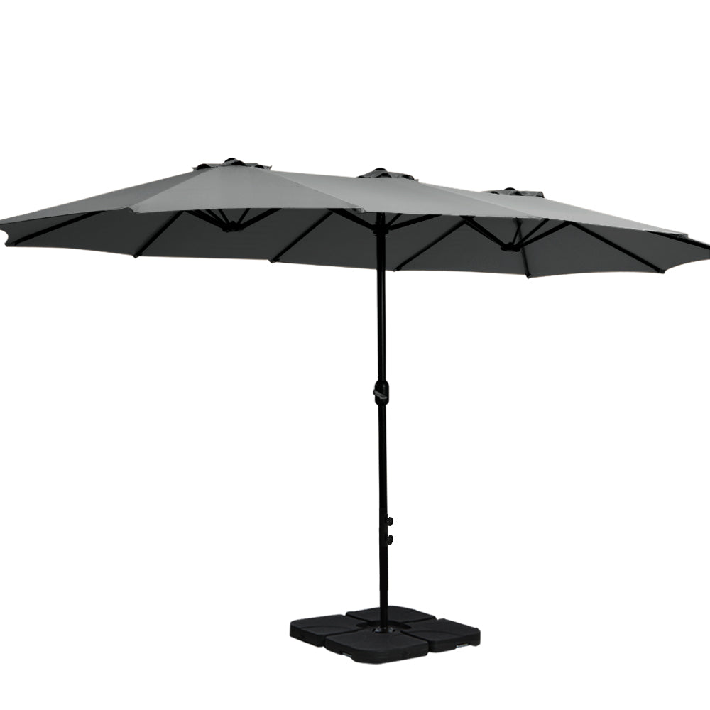 Instahut 4.57m Outdoor Umbrella w/Base Stand Beach Pole Garden Charcoal