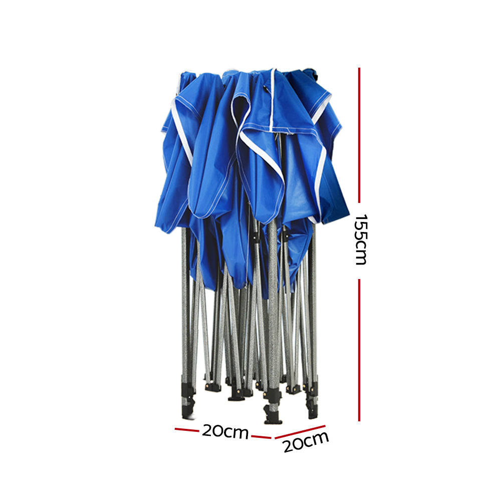 Instahut Gazebo Pop Up Marquee 3x3 Folding Tent Outdoor Camping 500D Oxford Blue