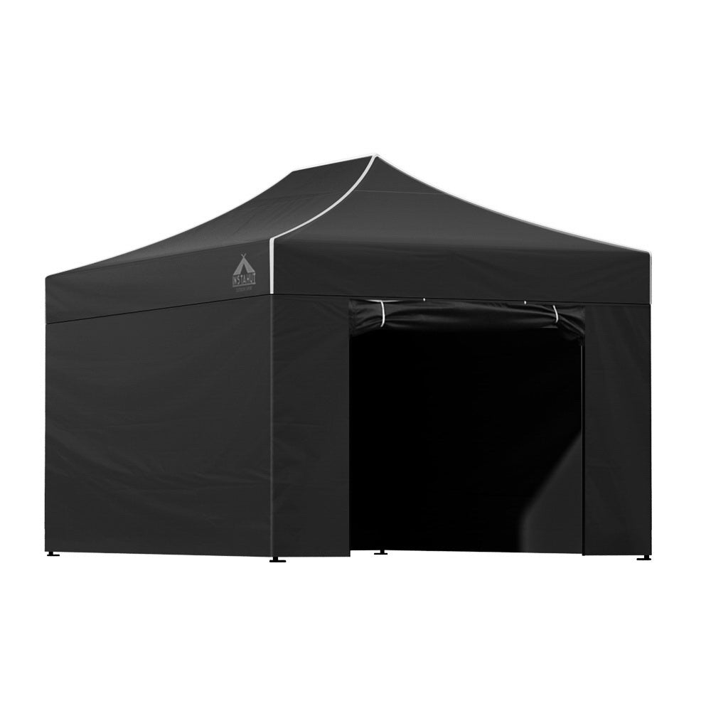 Instahut Gazebo Pop Up Marquee 3x4.5 Folding Tent Wedding Gazebos 500D Black