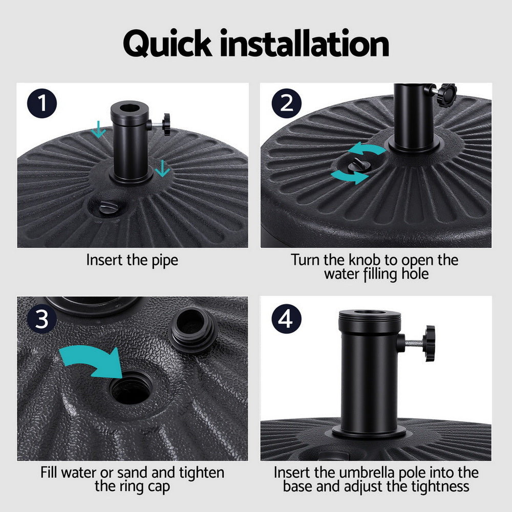 Instahut Outdoor Umbrella Base Weight Round Plastic Pole Holder 30-48mm Beach