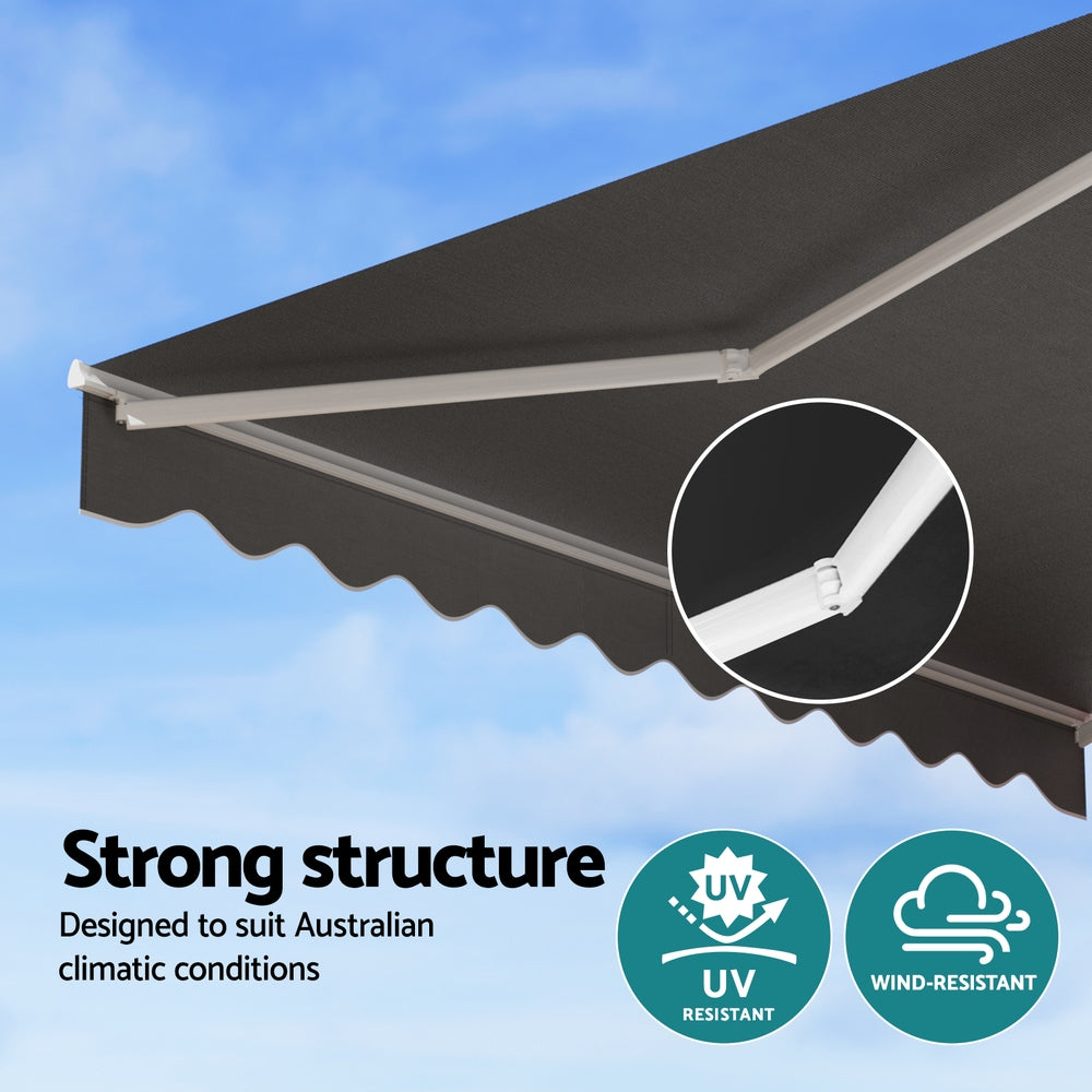 Instahut Retractable Folding Arm Awning Motorised Sunshade 3M X 2M Grey