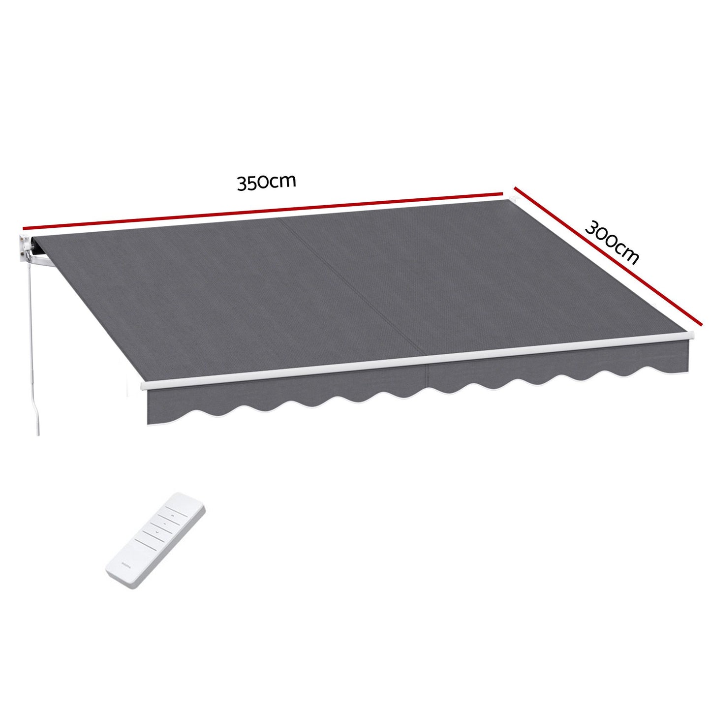 Instahut Retractable Folding Arm Awning Motorised Sunshade 3.5M X 3M Grey