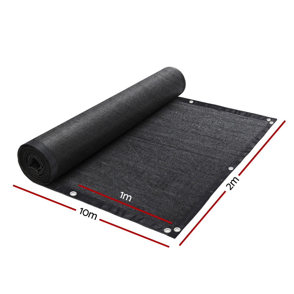 Instahut Shade Cloth Sun Shade Fabric Patio UV Resistant Black 10x2m