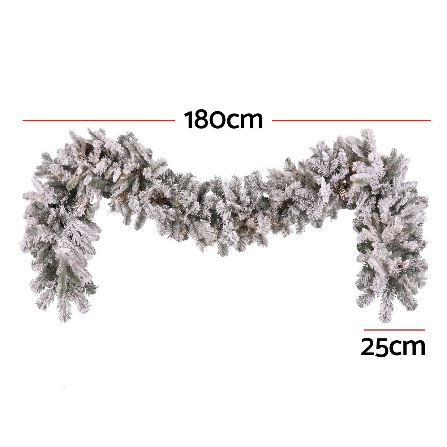 Jingle Jollys 1.8M Christmas Garland 8 Mode LED Snow Frosted Tips Auto Timing