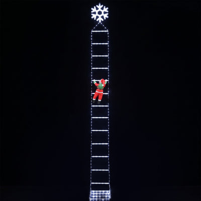 Jingle Jollys Christmas Ladder Lights Santa 3.4m 328LED Hanging Decor Cool White