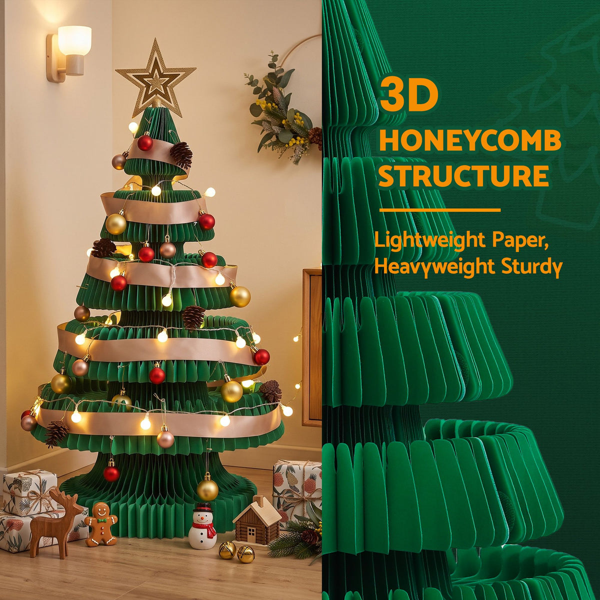 Jingle Jollys 87cm Foldable Christmas Tree With Lights Pop Up Xmas Tree Decorations