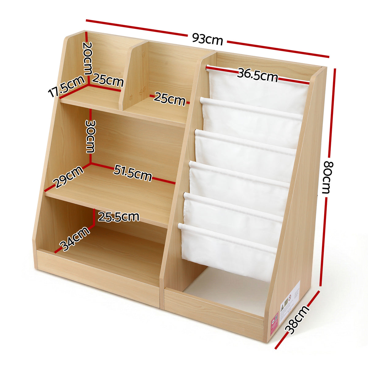 Keezi Kids Bookshelf Wood Bookcase Children Storage Rack Display Shelves Holder