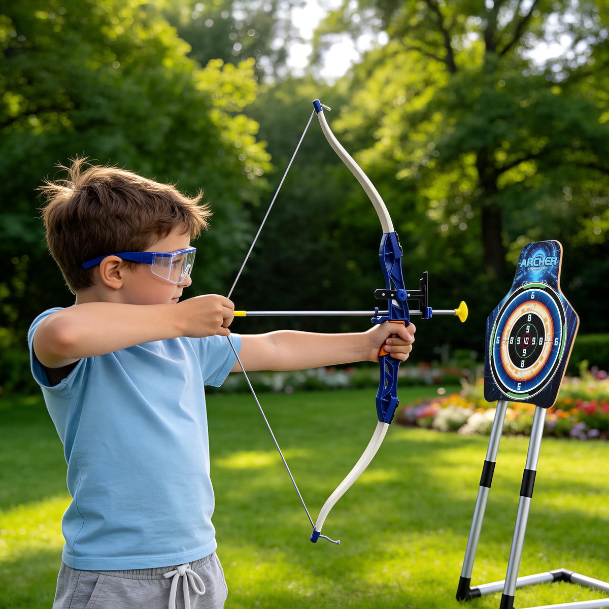 Keezi Kids Bow and Arrow Set Toy Archery Standing Target Suction Cup Arrows Goggles