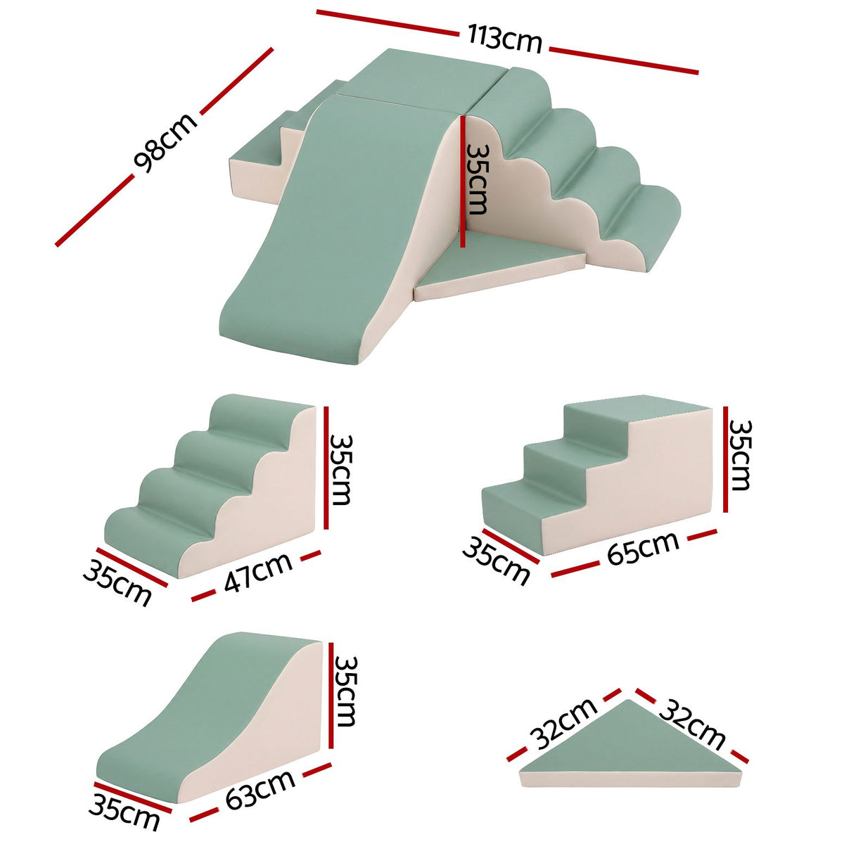 Keezi Kids Climbing Blocks 4-Piece Foam Toddler Playset Soft Indoor Climbing Toy Rocker