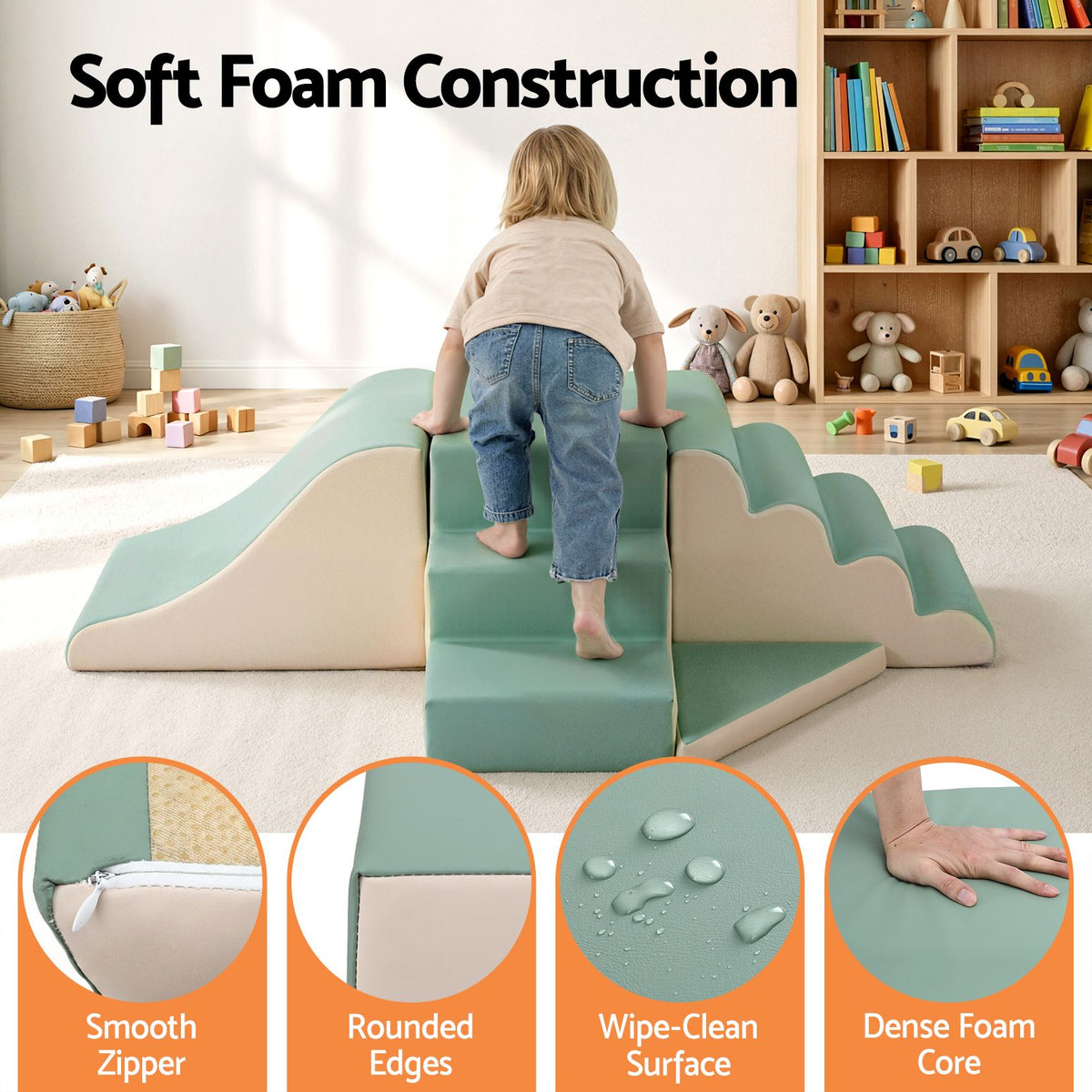 Keezi Kids Climbing Blocks 4-Piece Foam Toddler Playset Soft Indoor Climbing Toy Rocker