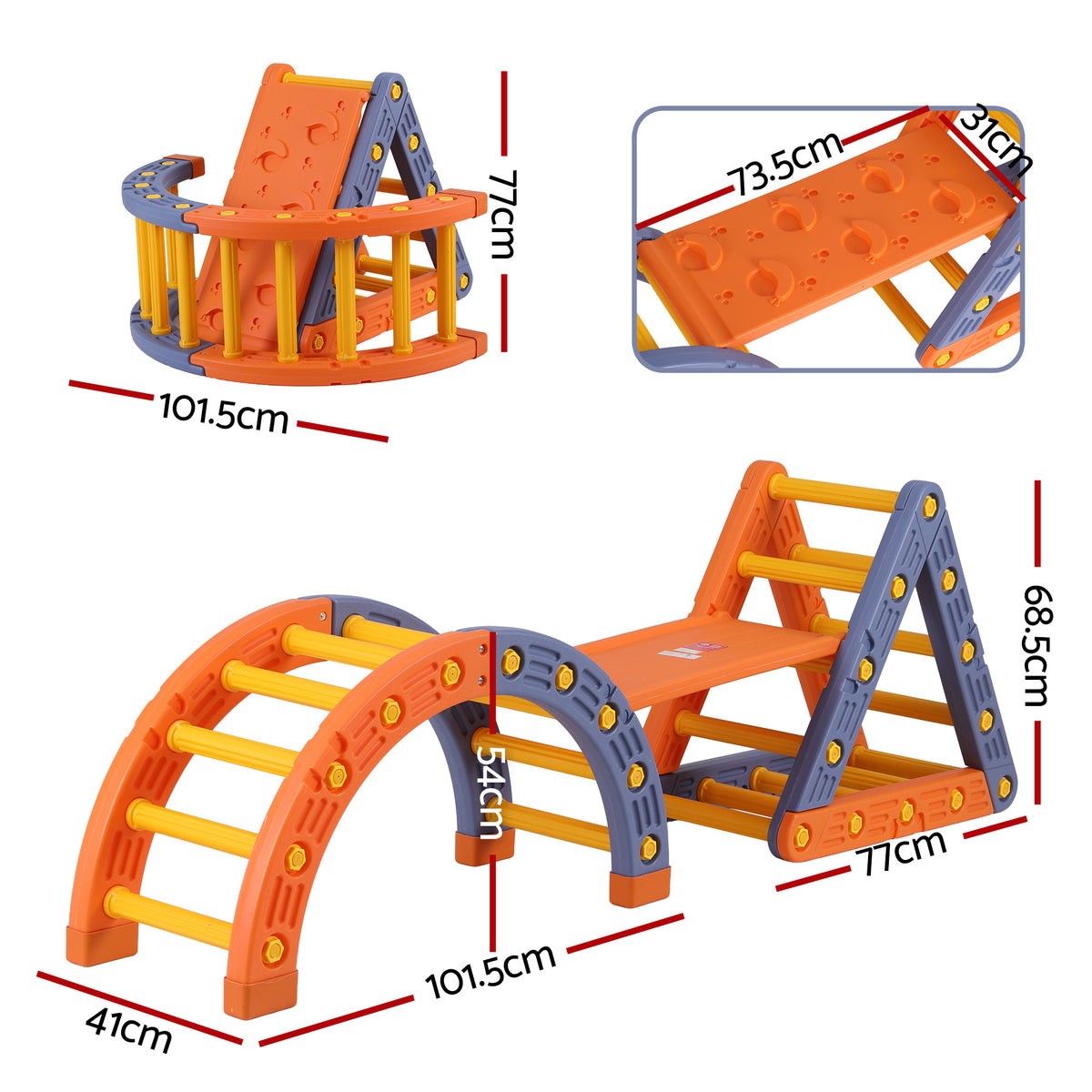 Keezi Kids Climbing Frame Set With Slide Indoor Outdoor Toddler Toys Pikler Triangle Climber With Arch
