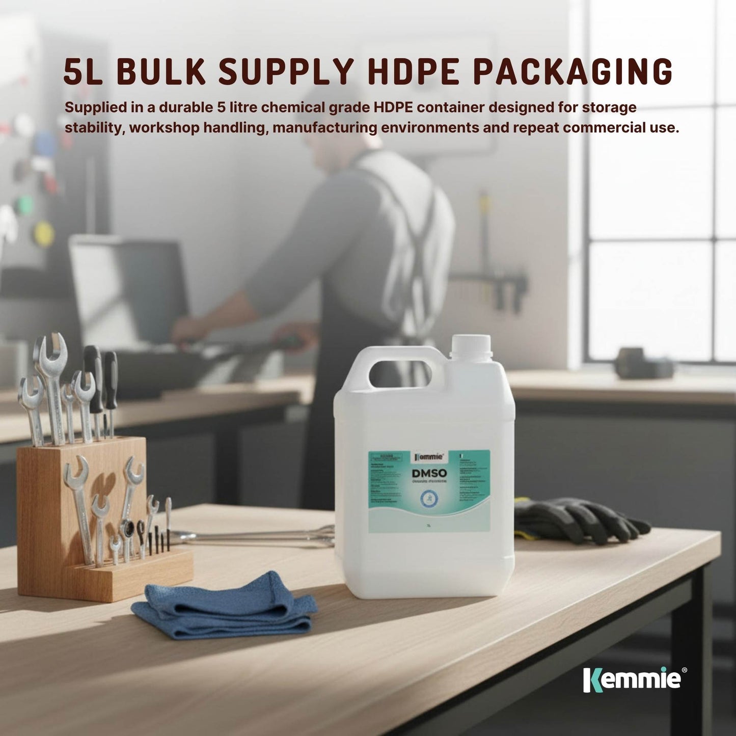 Kemmie 5L DMSO Liquid 99.9% Pure USP Grade Dimethyl Sulfoxide Solvent Bulk