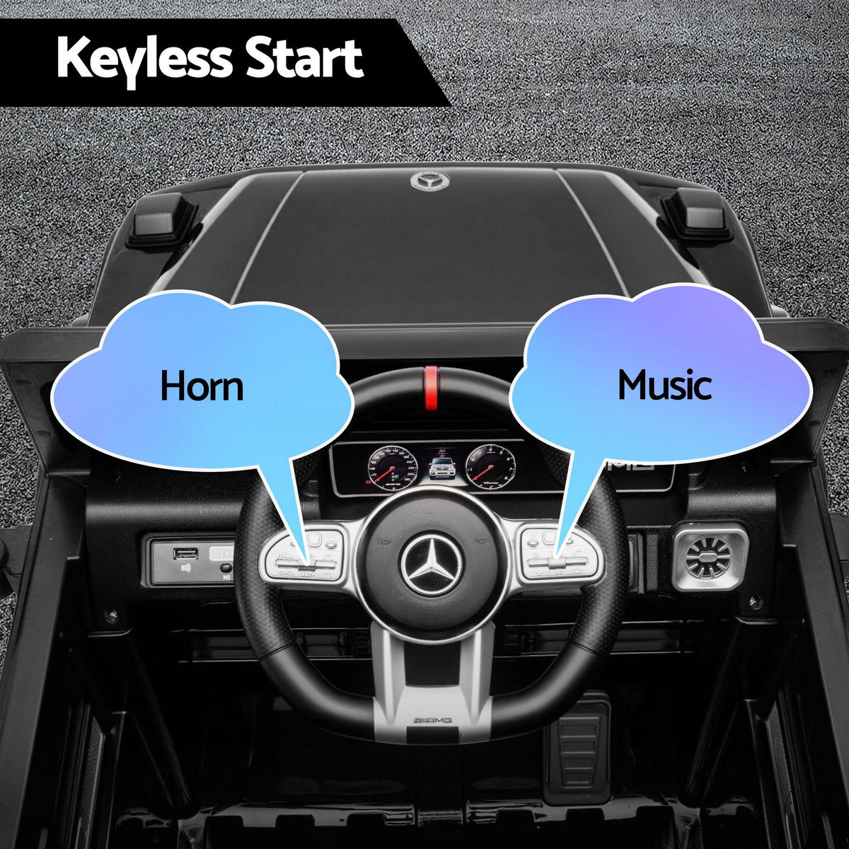 Kids Electric Ride On Car G63 Toy Cars Remote Control Black