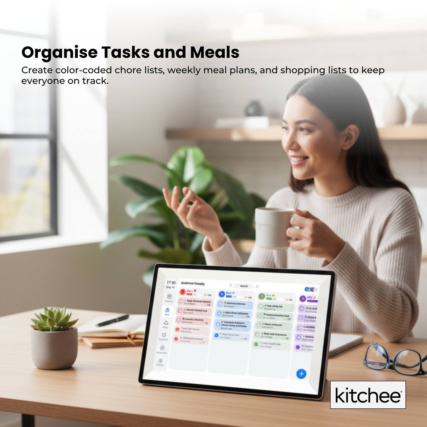 Kitchee 10" Digital Calendar Smart Family Planner - 25.5cm Touchscreen Black