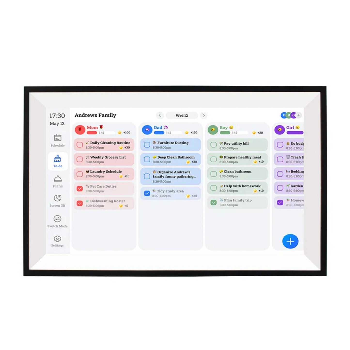 Kitchee 15.6" Digital Calendar Smart Family Planner - 39.5cm Touchscreen Black