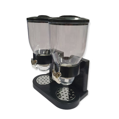 Kitchee 4L Double Cereal Dispenser Countertop for Rice Grains Storage Black