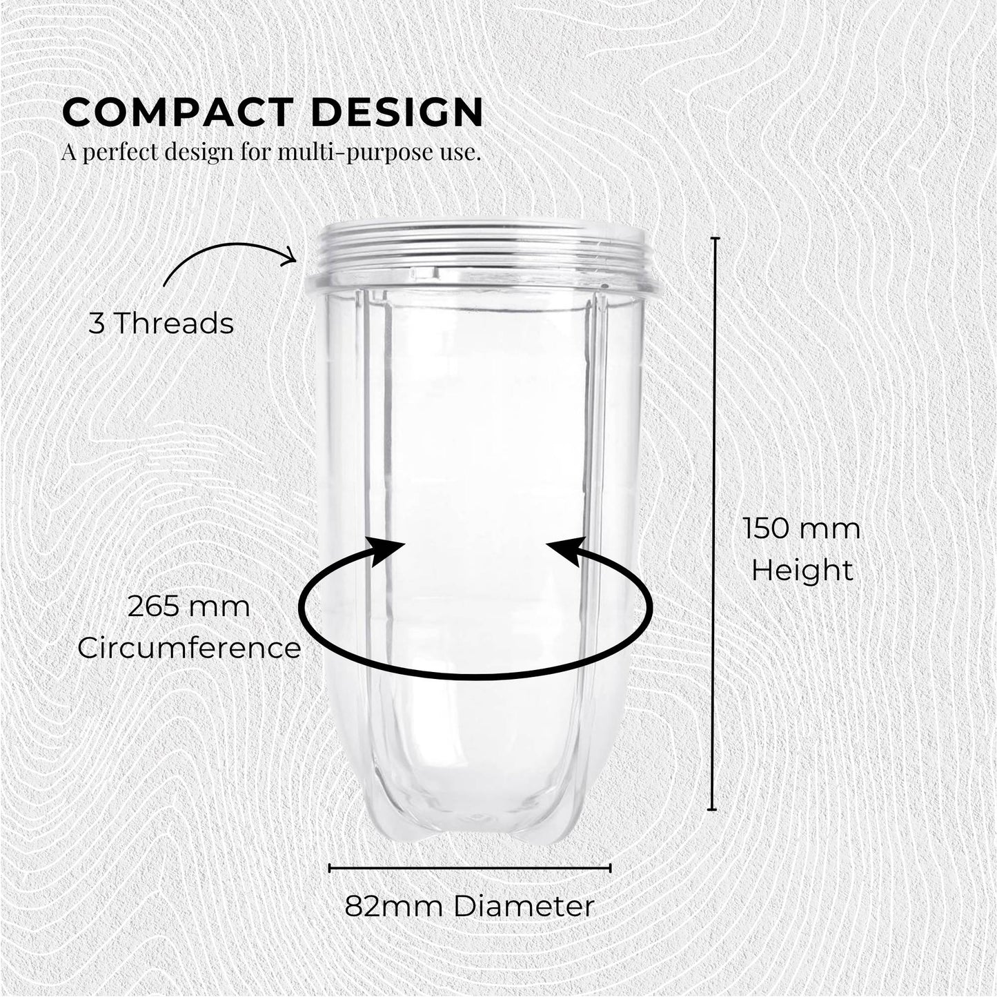Kitchee 500ml Tall Cup Replacement For Magic Bullet Cross Blade Blender