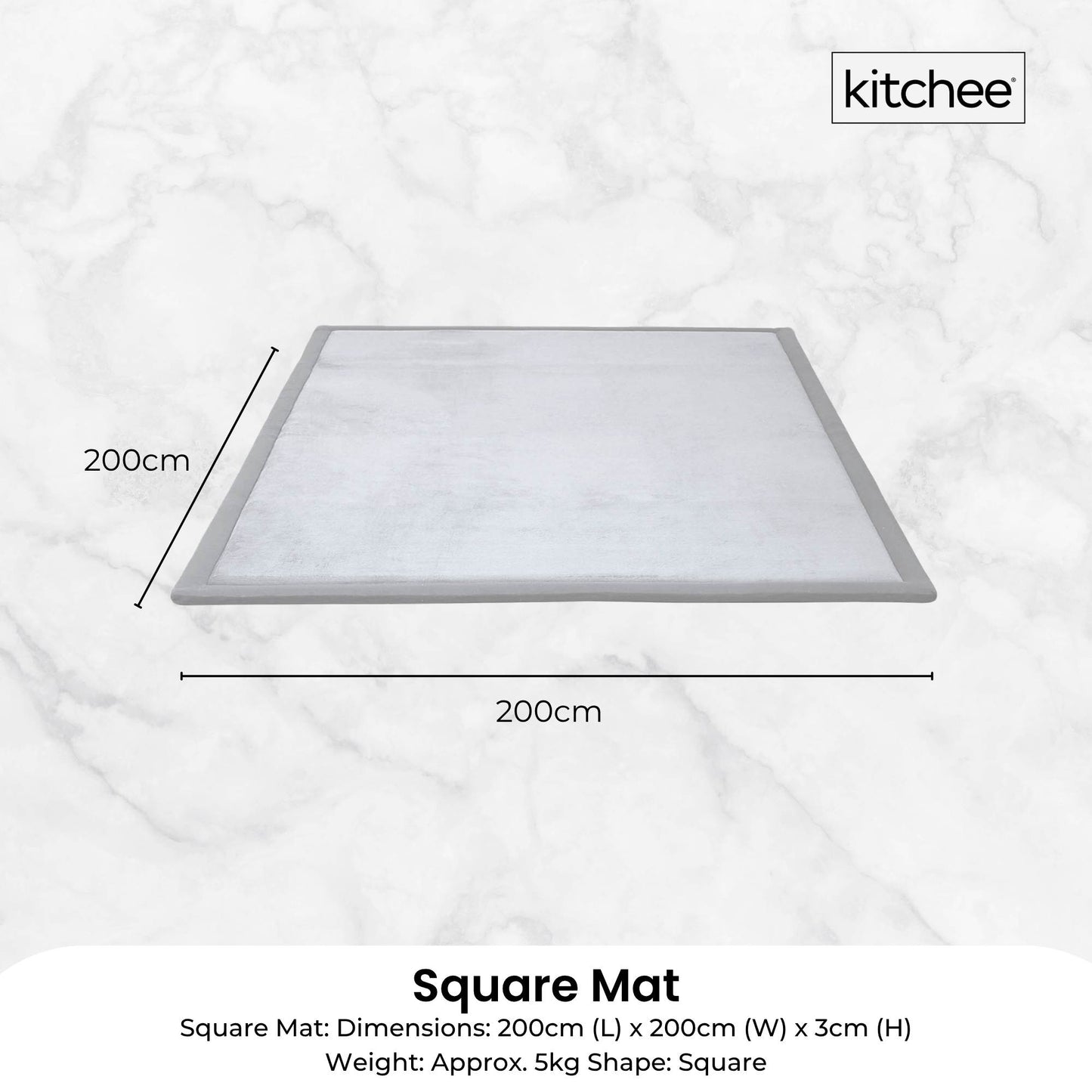 Kitchee Foam Floor Mat - Padded Thick Soft Tatami Style Carpet Grey