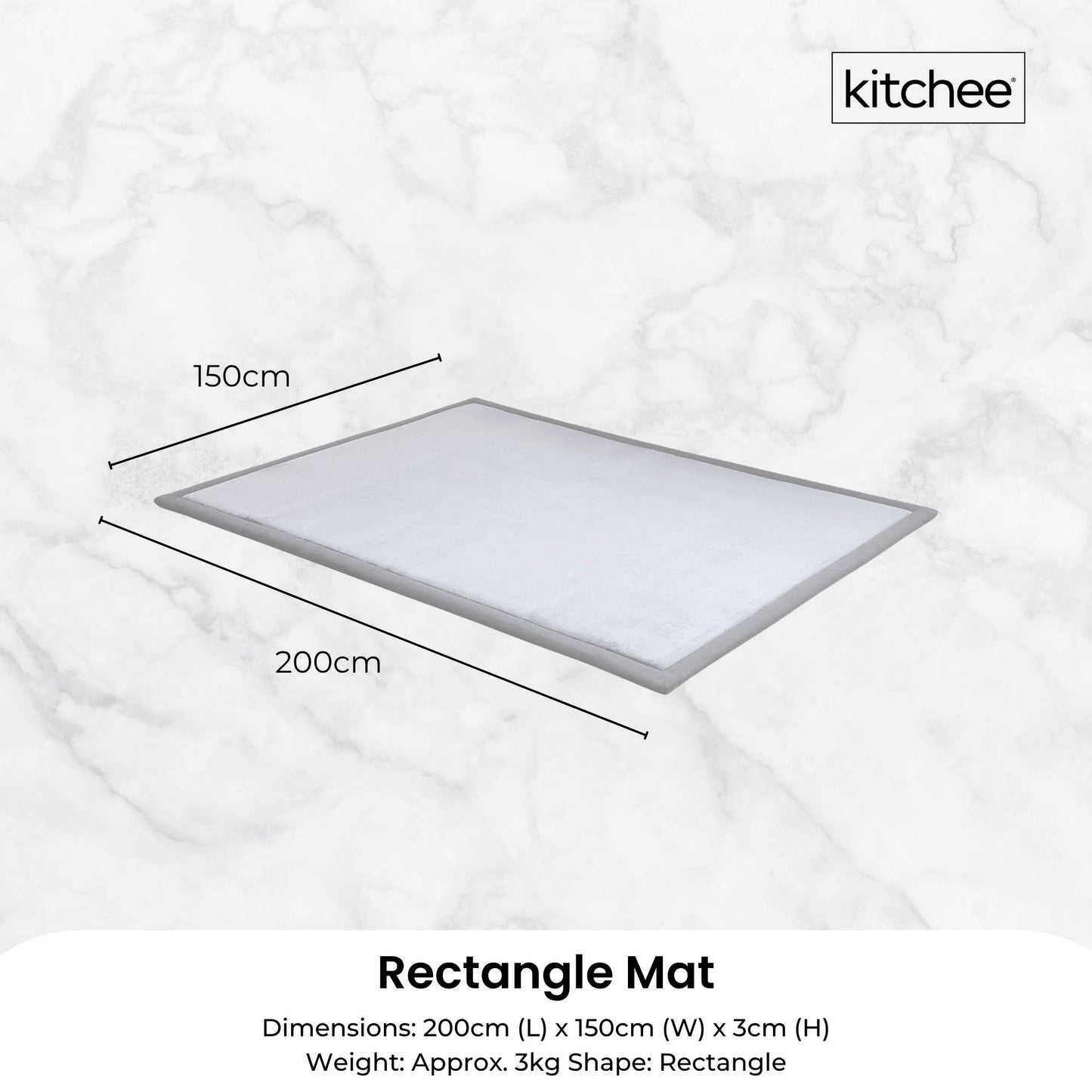 Kitchee Foam Floor Mat - Padded Thick Soft Tatami Style Carpet Grey
