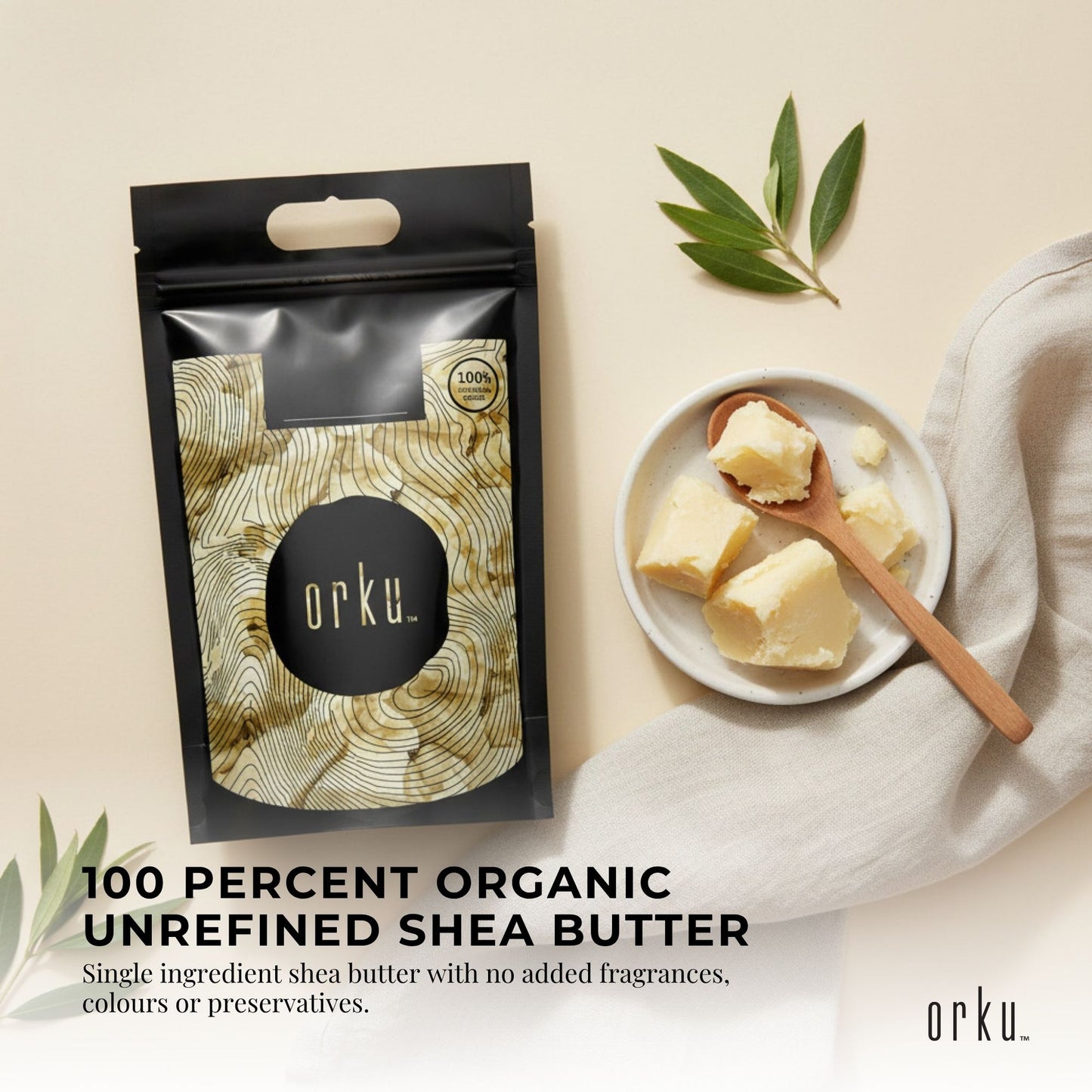 Orku 5Kg Organic Unrefined Shea Butter Raw African Karite Chunks