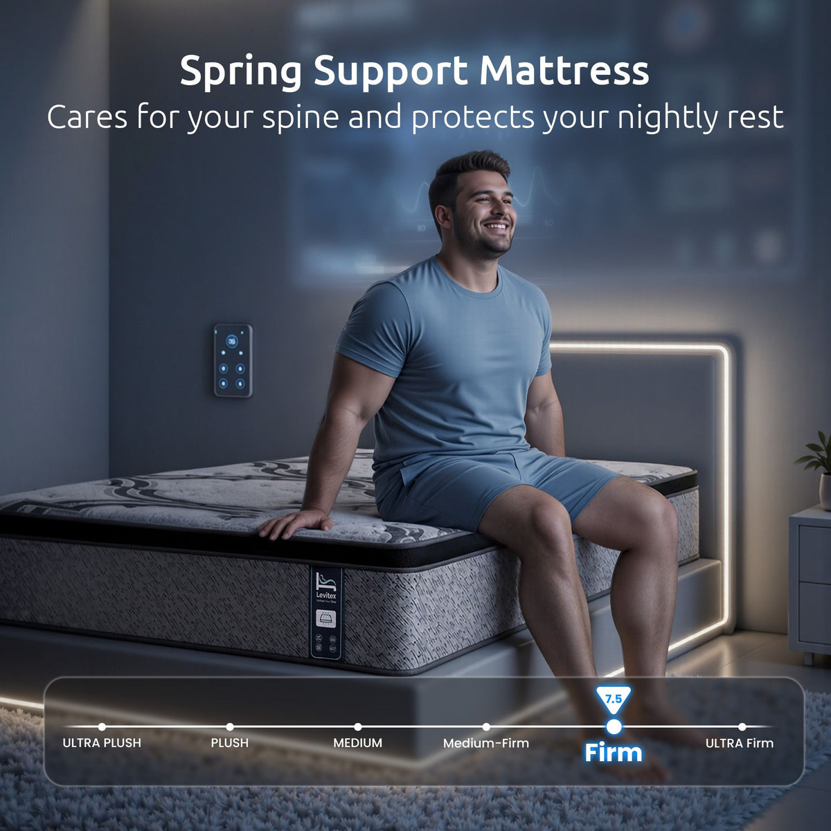 Levitex Single Mattress 34 cm 5-Zone Pocket Spring with Latex & Memory Foam or Extra Lumbar & Shoulder Support