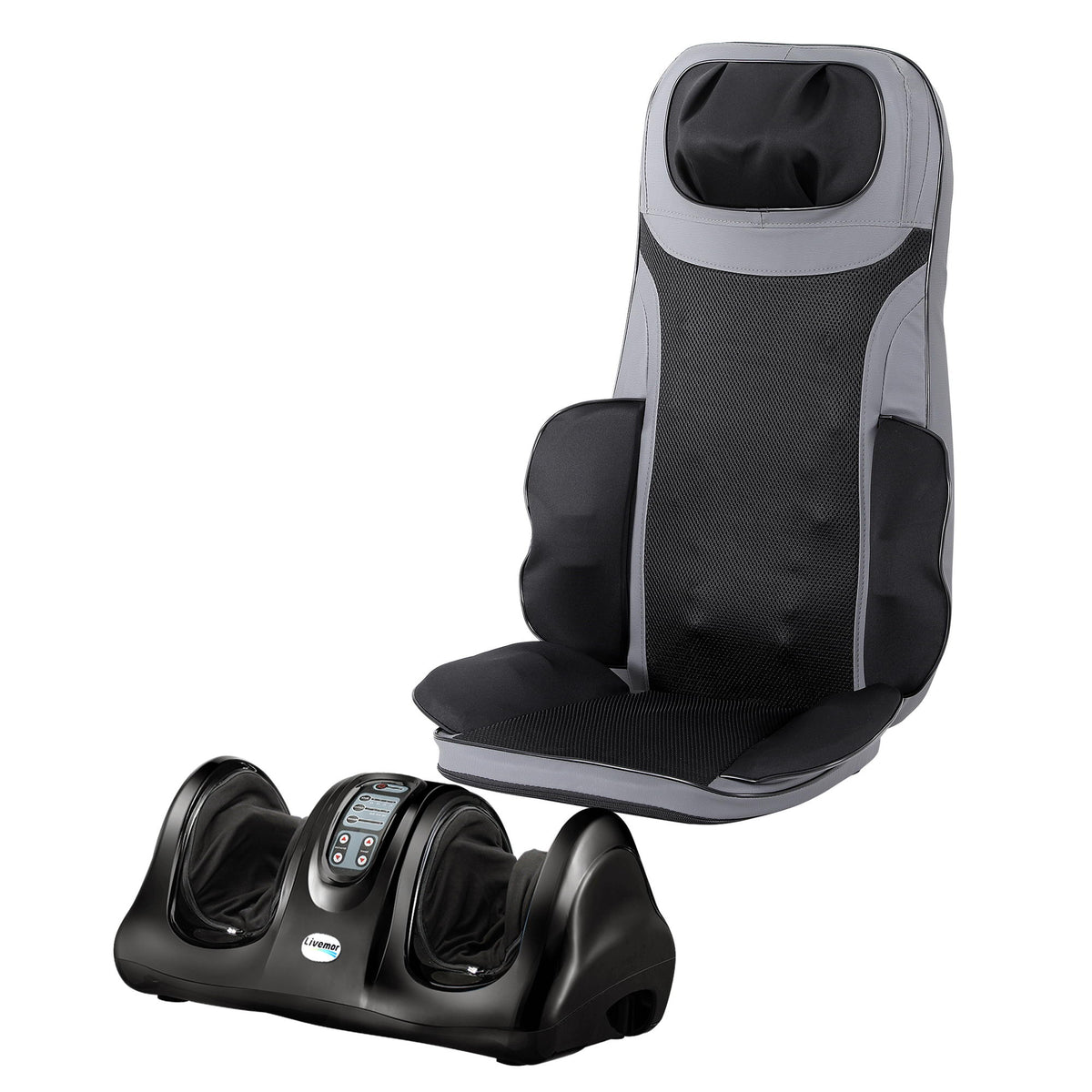 Livemor 8-nodes Full Back Massage Seat Cushion Heating With Foot Massagers