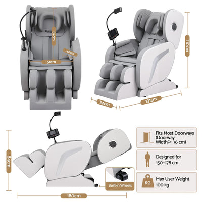 Livemor Full Body Massage Chair VEGA, Foot Roller, Waist & Calf Heat, Recliner, Airbags Compression