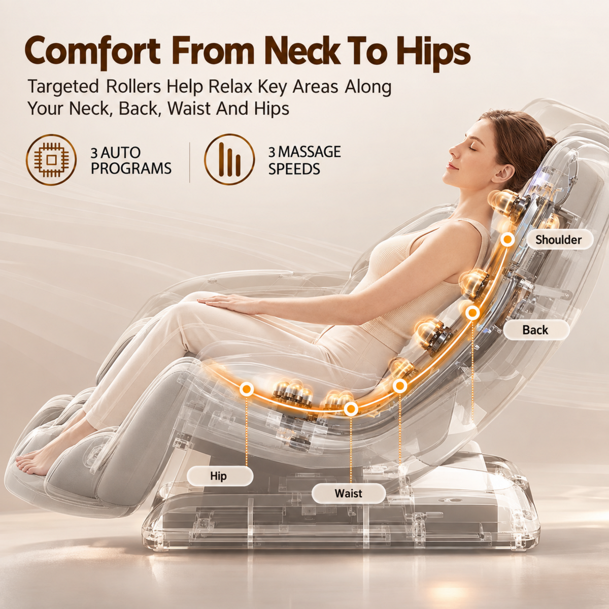 Livemor Full Body Massage Chair VEGA, Foot Roller, Waist & Calf Heat, Recliner, Airbags Compression