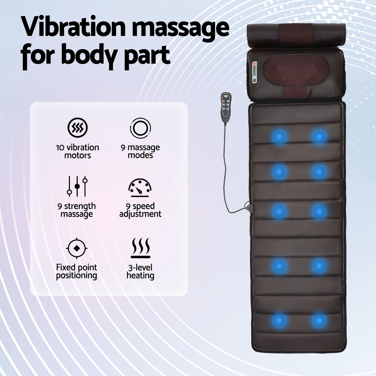 Livemor Massage Mat Kneading Neck Foot Massager Heated Vibration Airbag Mattress