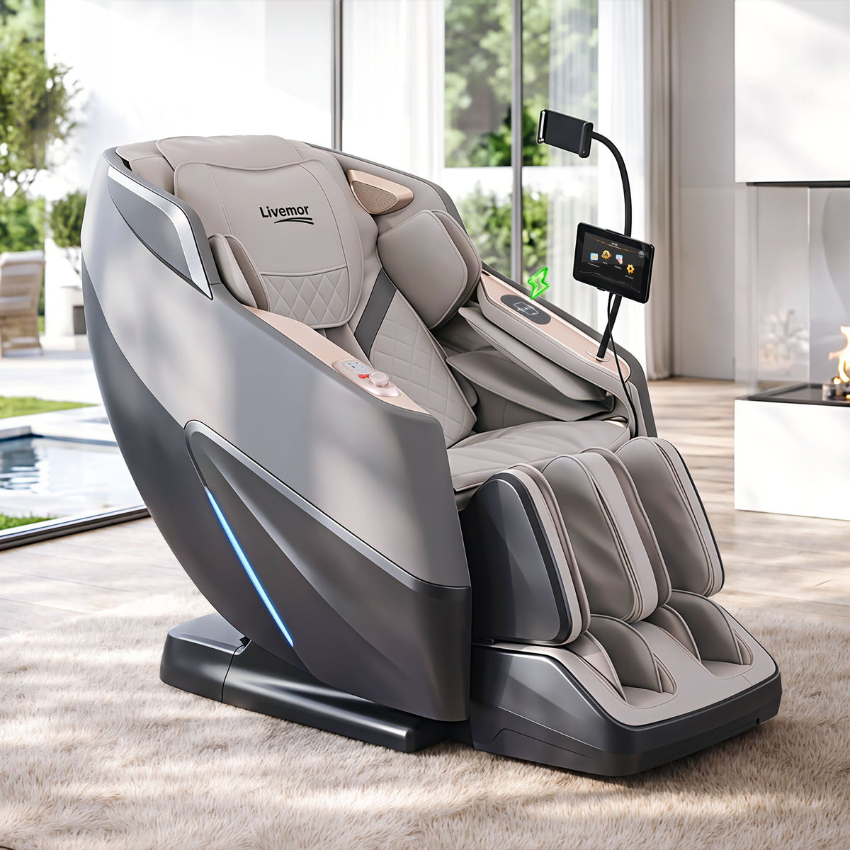 Livemor Elite Pro 4D Massage Chair with AI Wellness Detection & AI Body Scan, Zero Gravity, Full Body Air Compression, Extended SL Track, 12 Auto Programs, Professional Foot Massage, Waist Heating, Voice Control