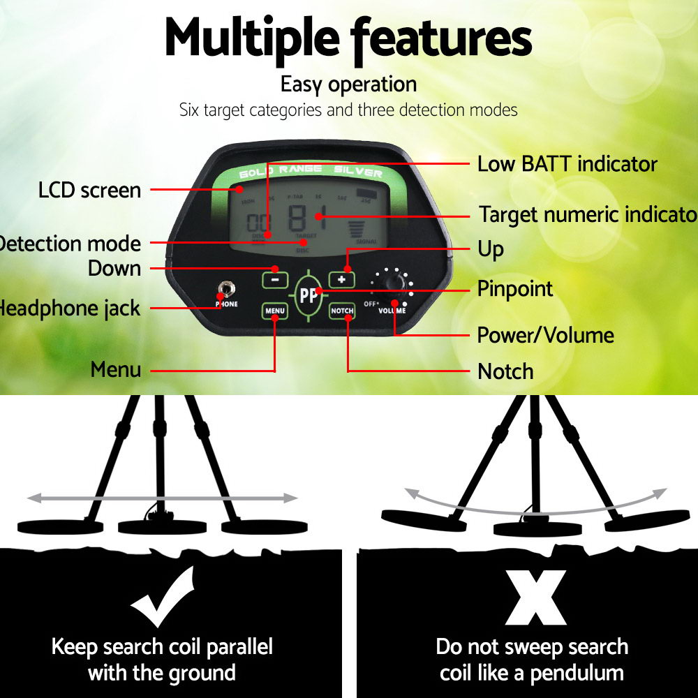 Metal Detector 220MM Deep Sensitive Water Resistant Pinpointer Treasure Hunter