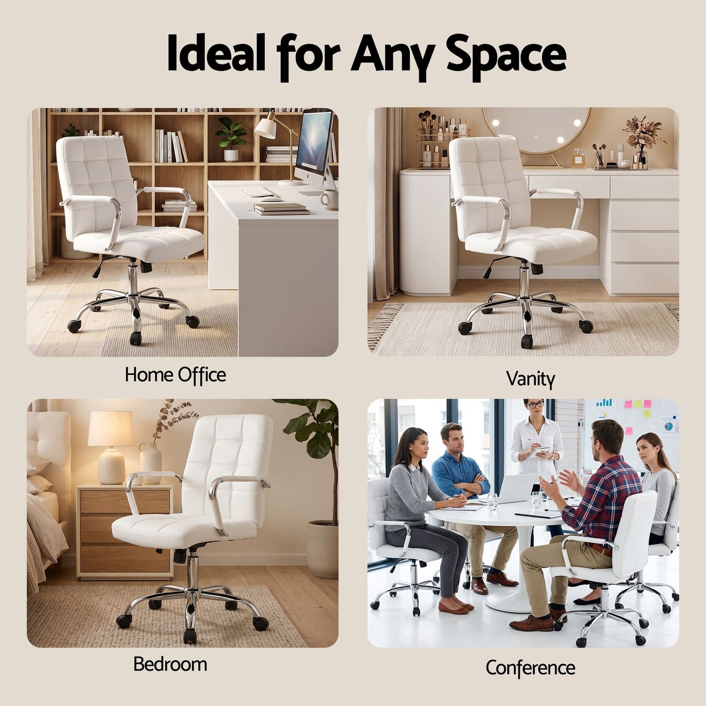Artiss Office Chair Seat PU Work Computer Desk Chairs