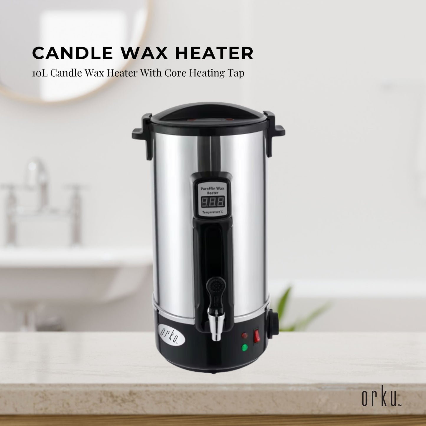 Orku 10L Candle Wax Heater - Core Heating With Tap For Candle Making Silver