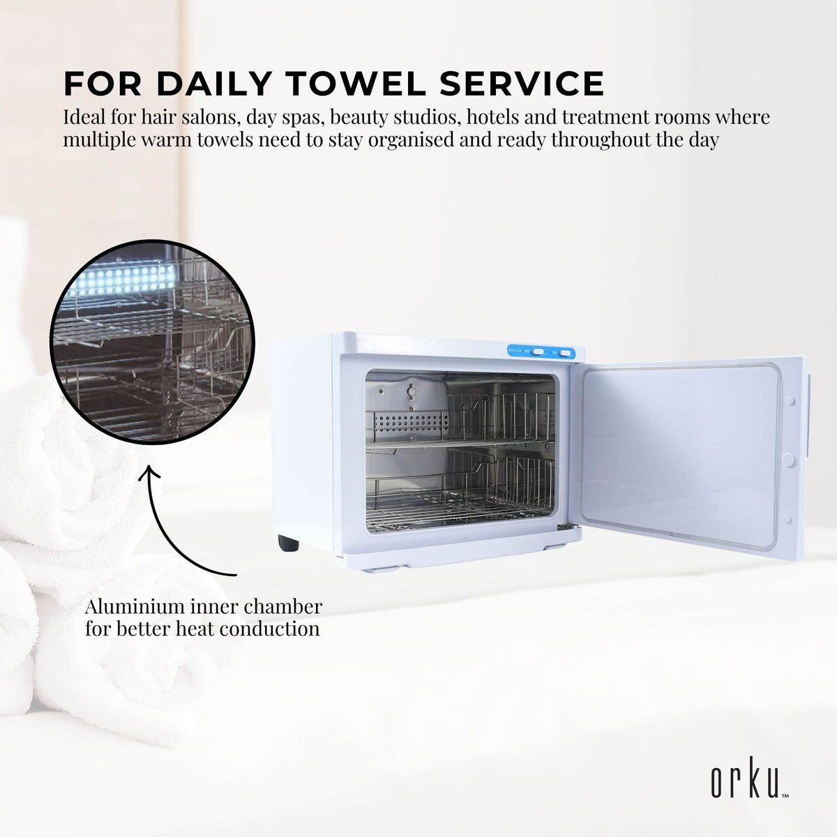 Orku 23L UV Disinfection Electric Towel Warmer Cabinet Salon Spa White