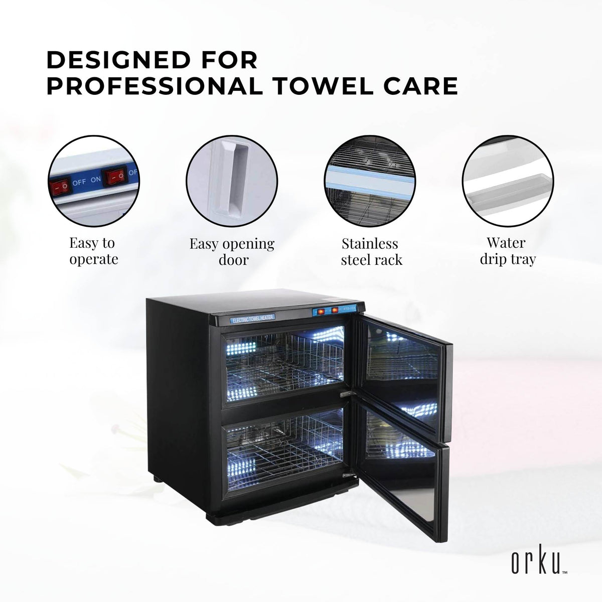 Orku 32L Electric Towel Warmer UV Cabinet Salon Spa Black