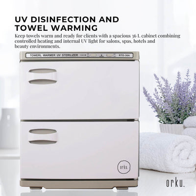 Orku 36L UV Disinfection Electric Towel Warmer Cabinet Salon Spa White