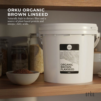Orku 3.5Kg Organic Brown Linseed Flaxseed Whole Grain Non GMO - Tub
