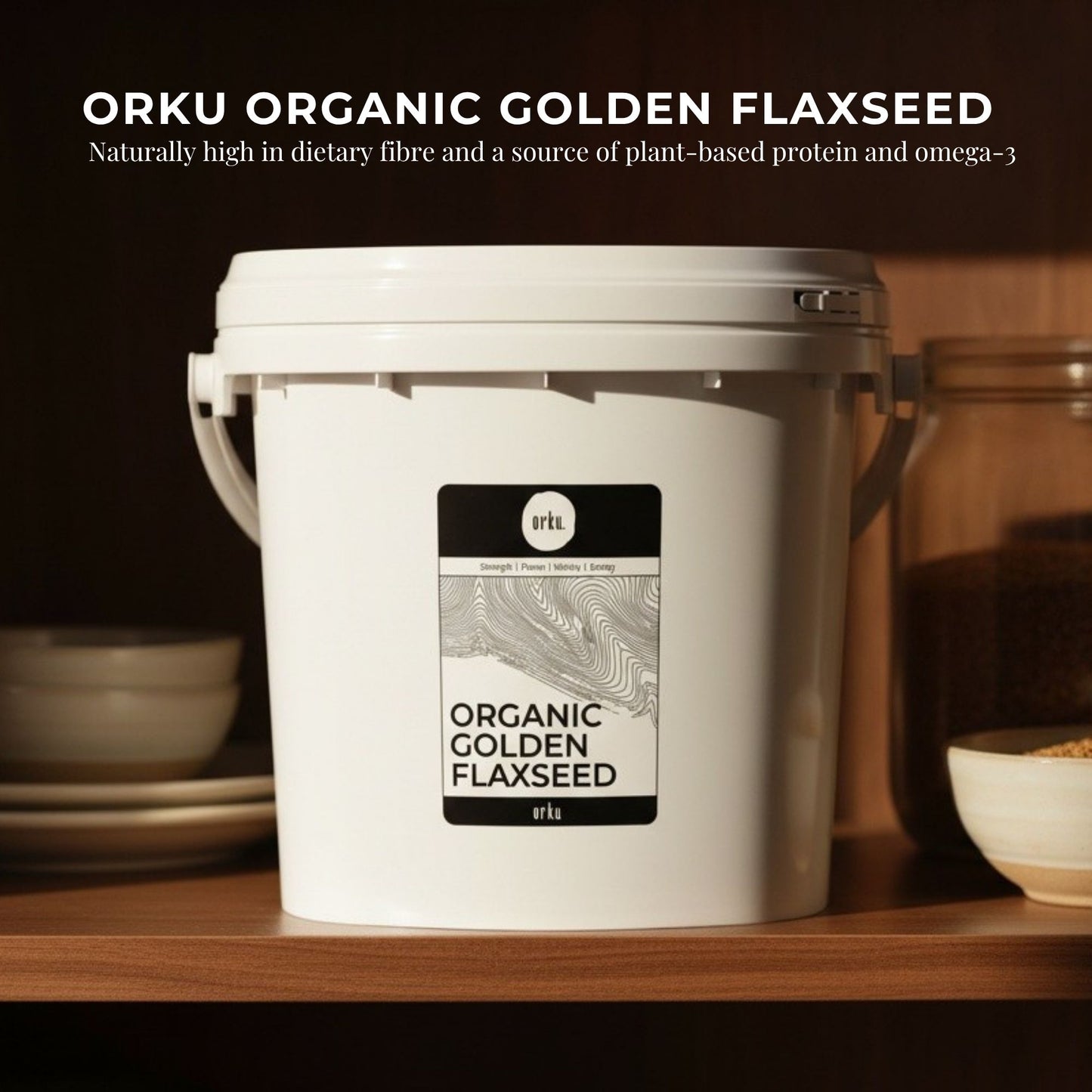 Orku 3.5Kg Organic Golden Linseed Flaxseed Whole Grain Non GMO - Tub