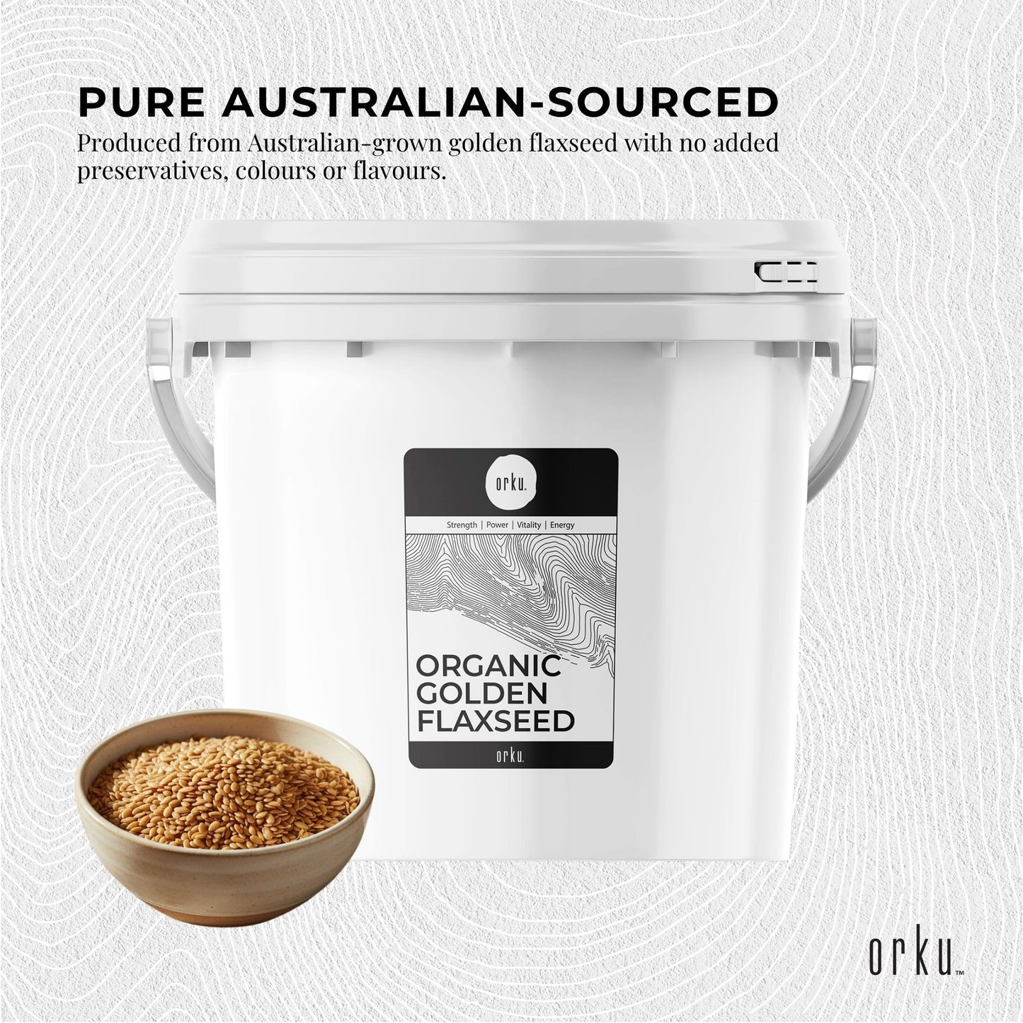 Orku 3.5Kg Organic Golden Linseed Flaxseed Whole Grain Non GMO - Tub