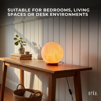 Orku 5" Ball Shape Himalayan Pink Salt Lamp - Carved Sphere Night Light